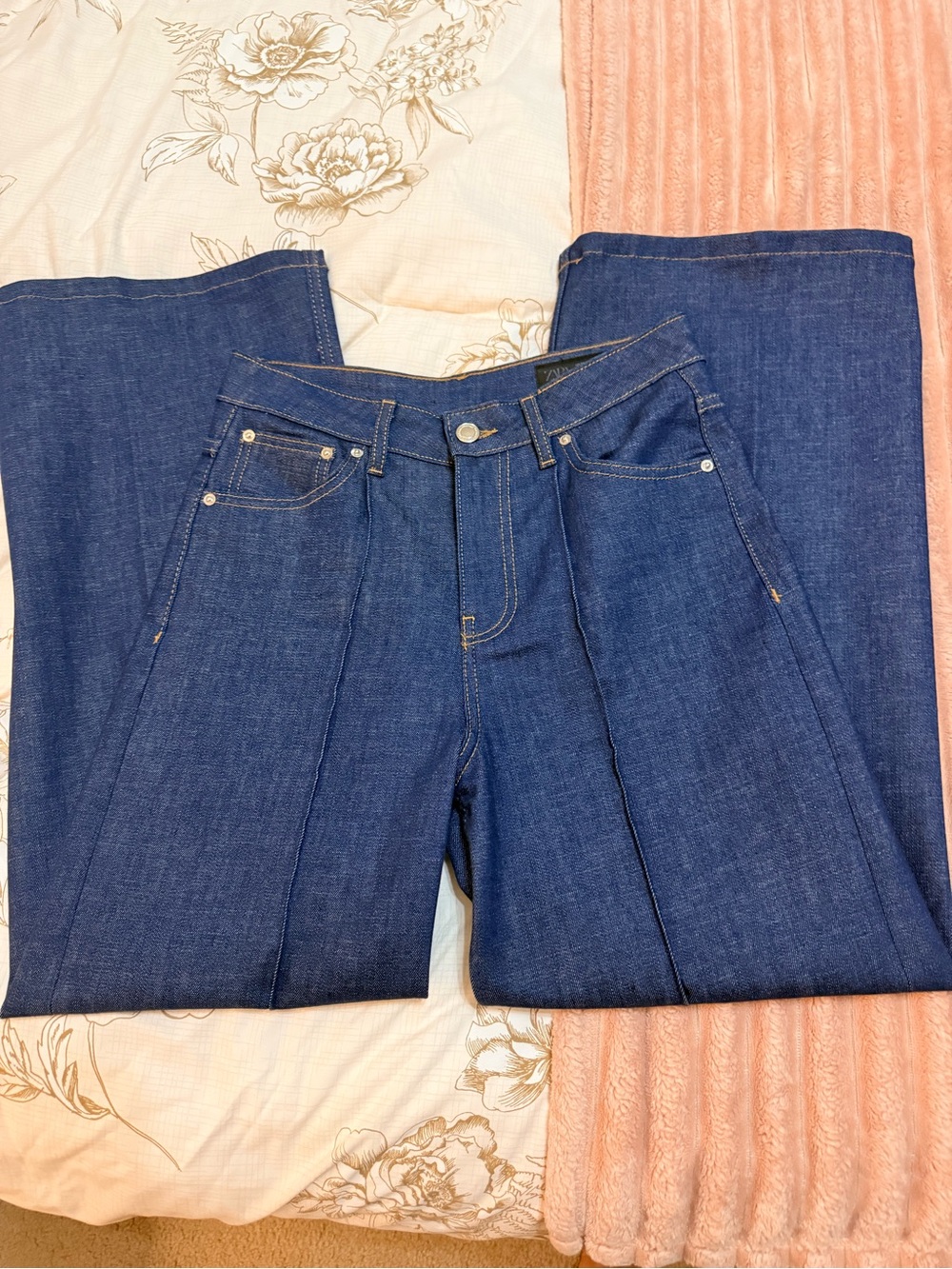 Zara WIDE Blue Denim Jeans NWOT